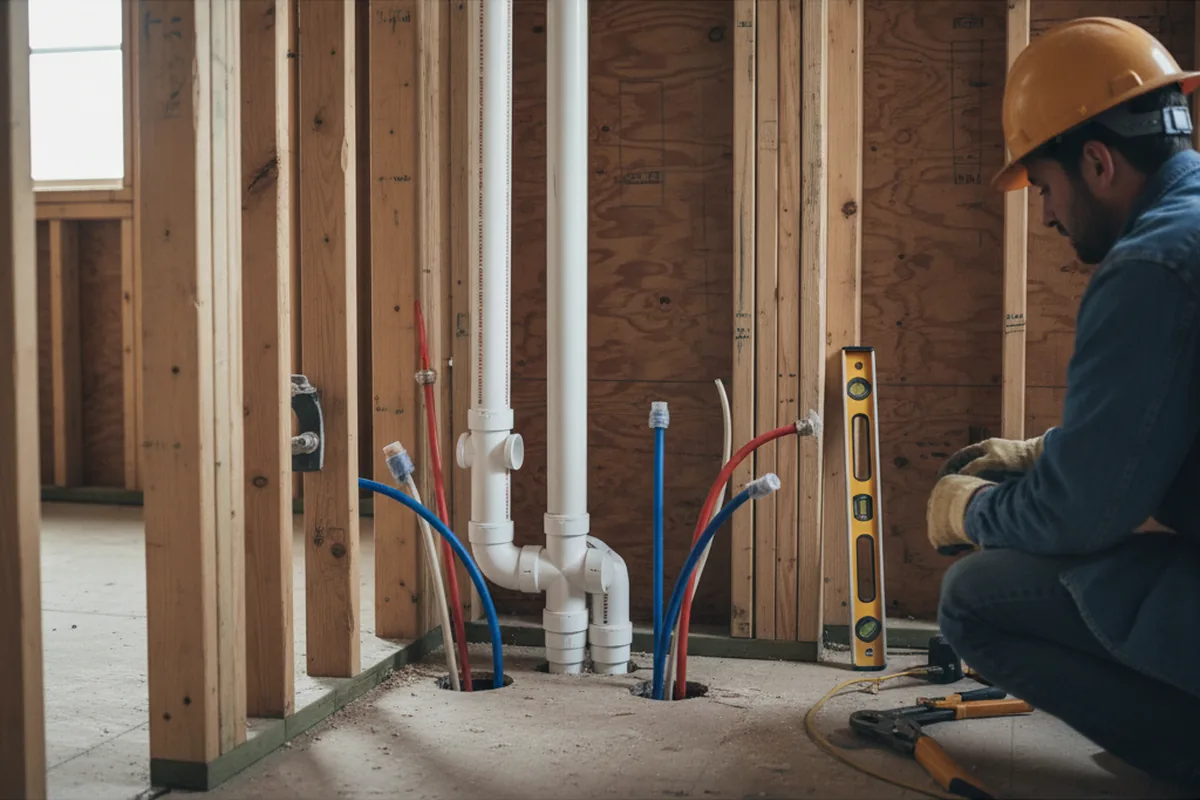 Drain and supply rough-in during Drain Cleaning in Martinsville